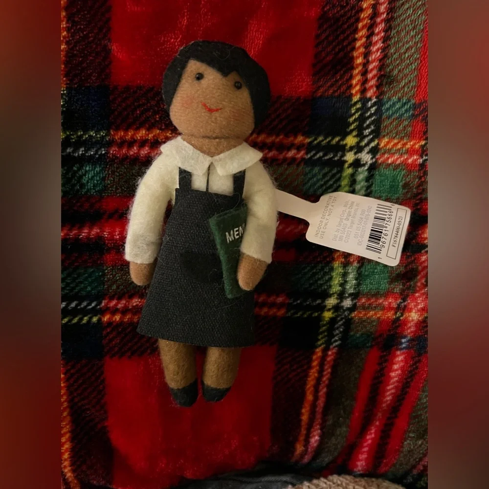 NWT Wondershop Target Fabric Doll Restaurant Server Black Apron Green Book